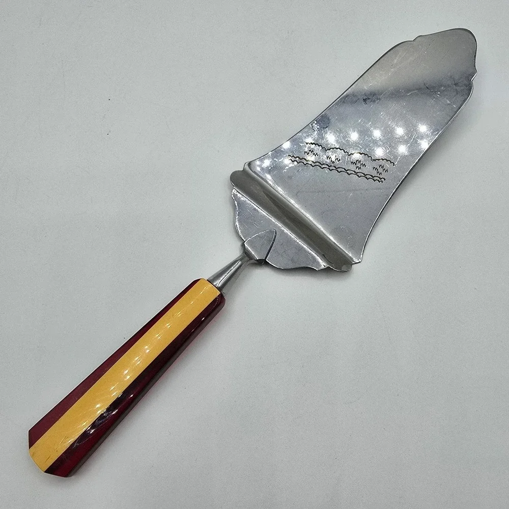 Vintage Red and Yellow Bakelite Handled Cake‎ Pie Server Spatula German Germany